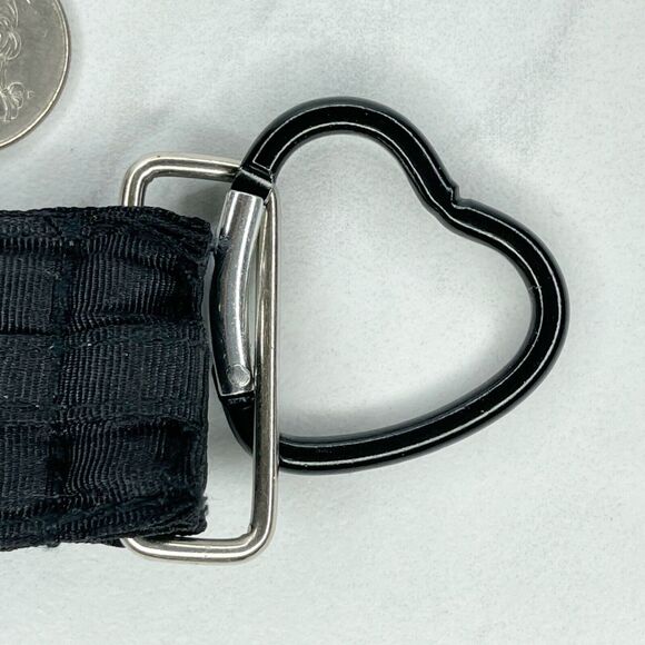 Black Ribbon Rhinestone CRZY Crazy Heart Carabiner Keychain Keyring - Picture 8 of 9